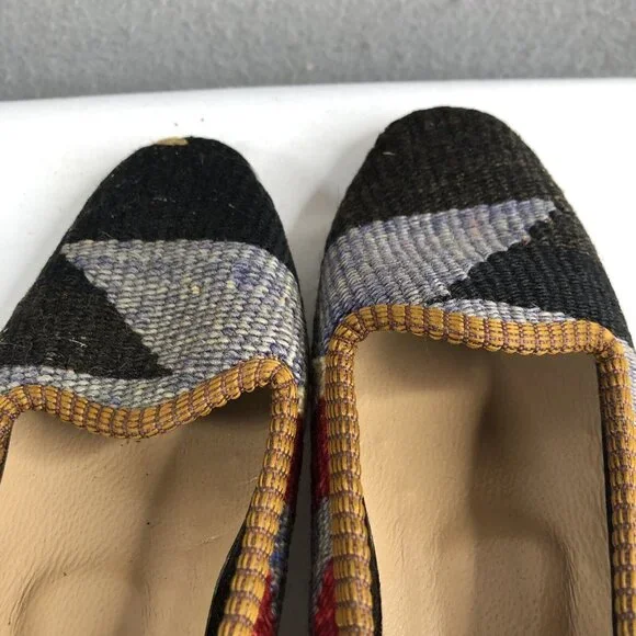 Turkish Kilim Shoes Womens 6 Wool Embroidered Carpet Loafers Indie Boho Art - Picture 7 of 16